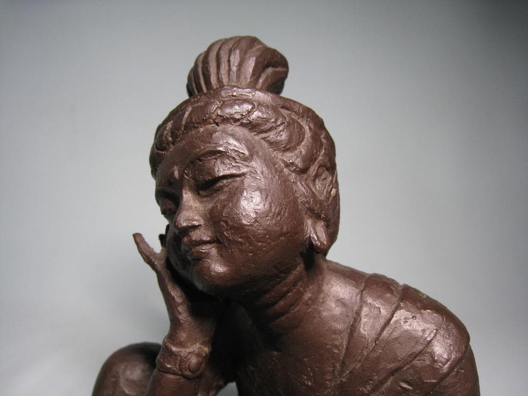 ブロンズ製　【やすらぎ】友沢正彦　おはぐろ技法　如意輪観音菩薩坐像