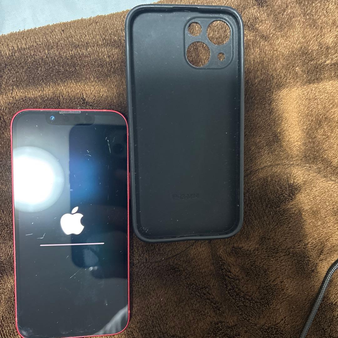 iPhone 12 mini 128GB ホワイト　赤. カバー付き