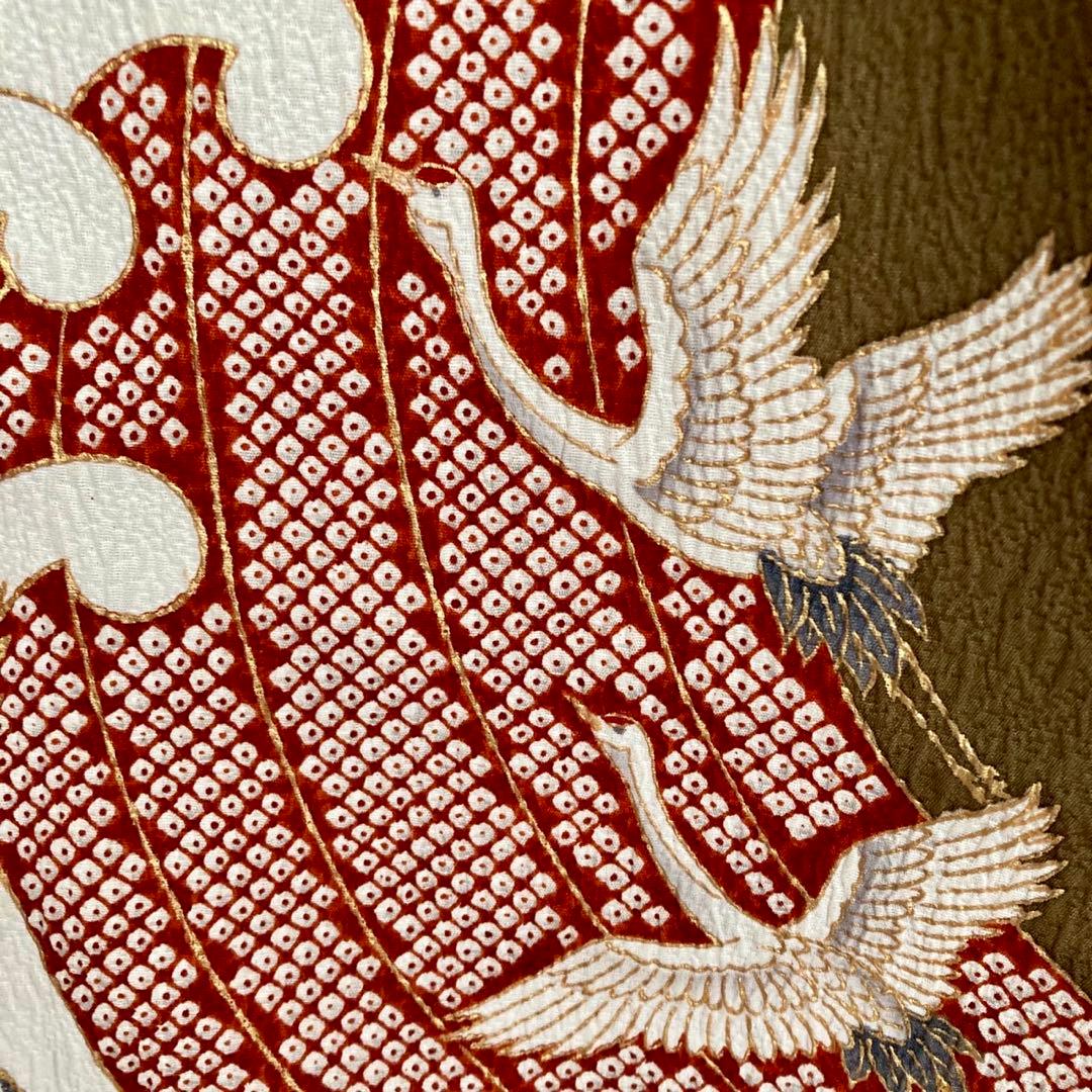 古典柄 鶴 波文様 振袖4点セット‼️お振袖セット‼️TM NO129 フルセット