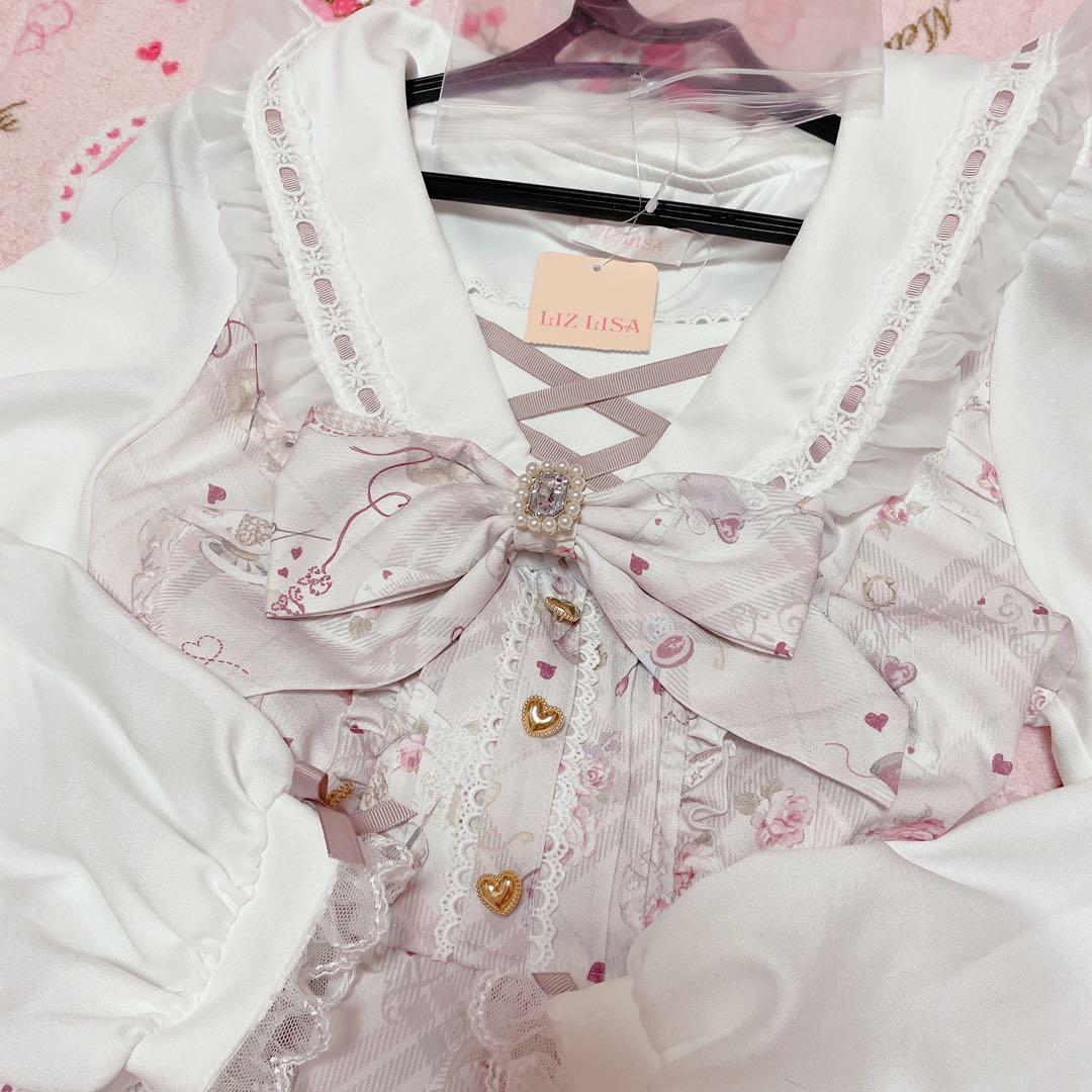 新品タグ付♡リズリサ♡ Sewing Bear柄セットアップ♡ピンク♡