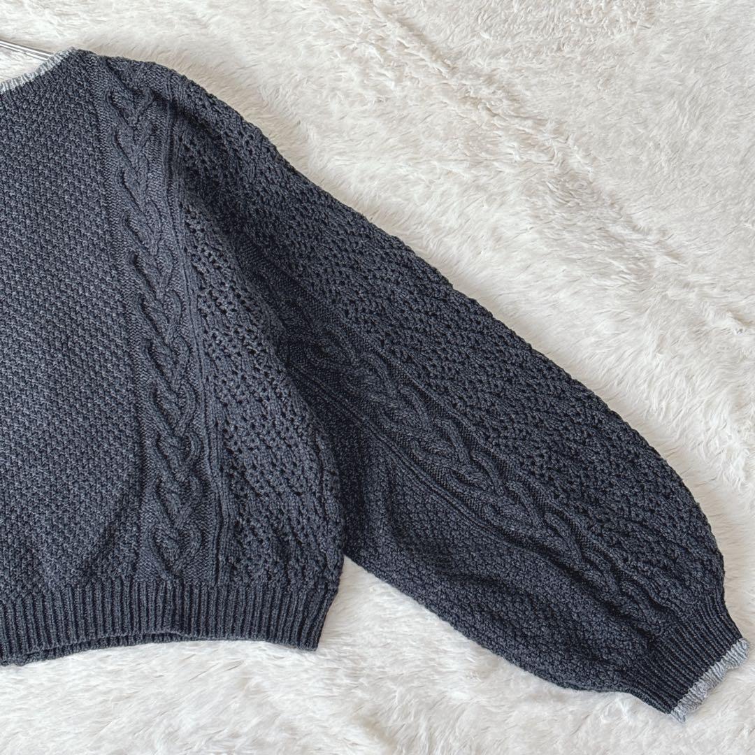 TSUHARU サマンサモスモス かぎ針お花モチーフ付きニットカーディガン