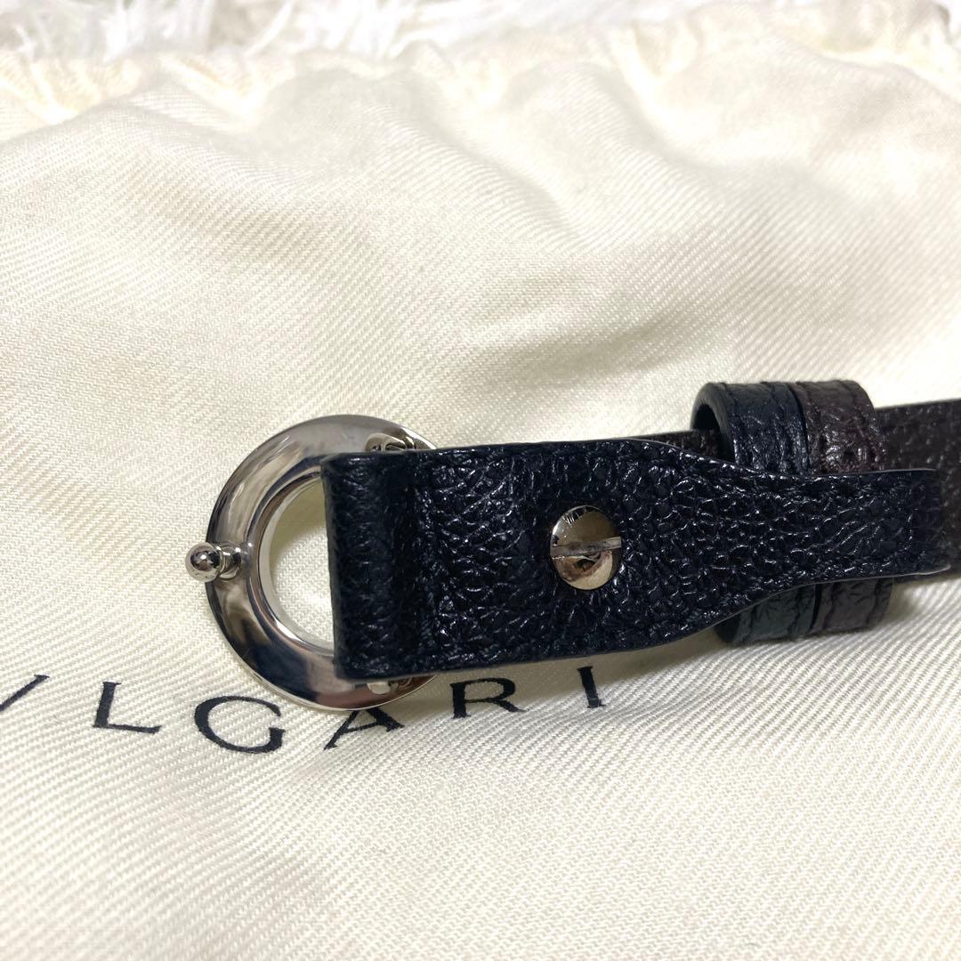 美品✨BVLGARI サークル　ロゴバックル　ベルト　黒　レザー　93cm