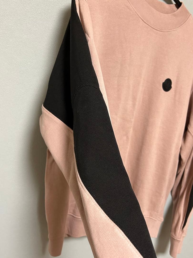 MONCLER スウェット シャツ トレーナー ピンク M ロゴ 黒 モンクレー