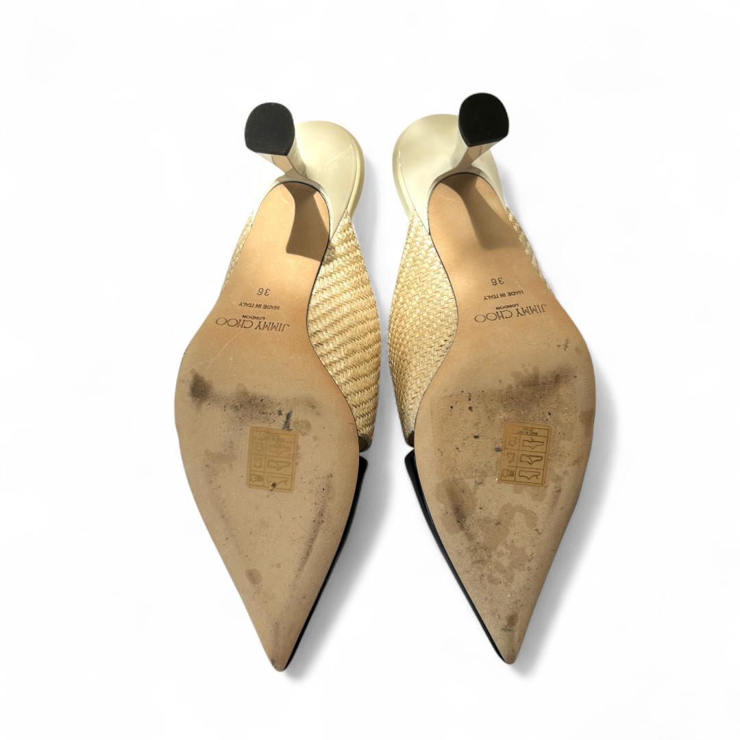 極美品 ジミーチュウ ZALEA 65 ミュール 黒×ベージュ 36 約23cm