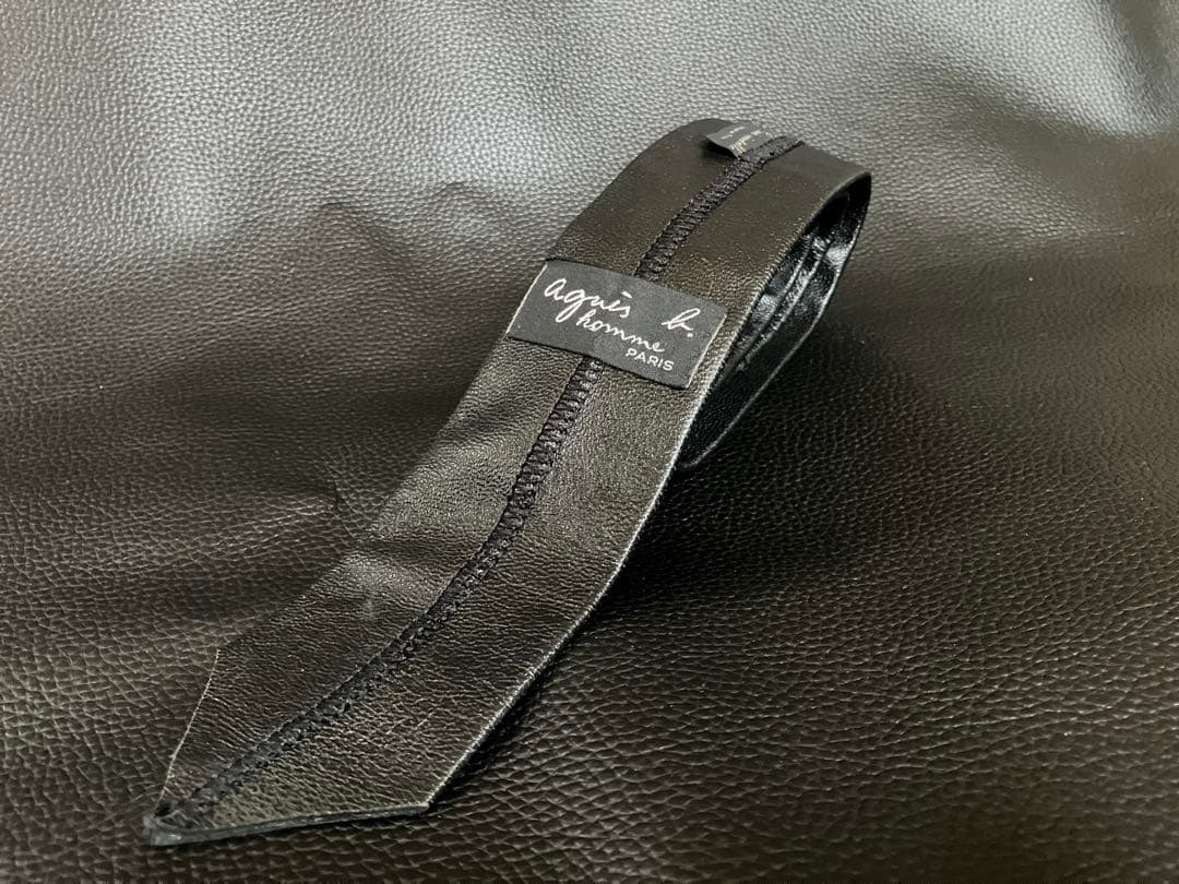 【希少】agnès b. アニエスベー　ブラックレザータイ