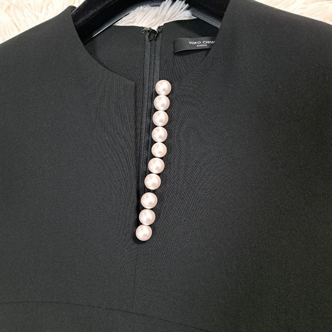 【極美品】YOKO CHAN ワンピース ドレス パール ノースリーブ 黒 38