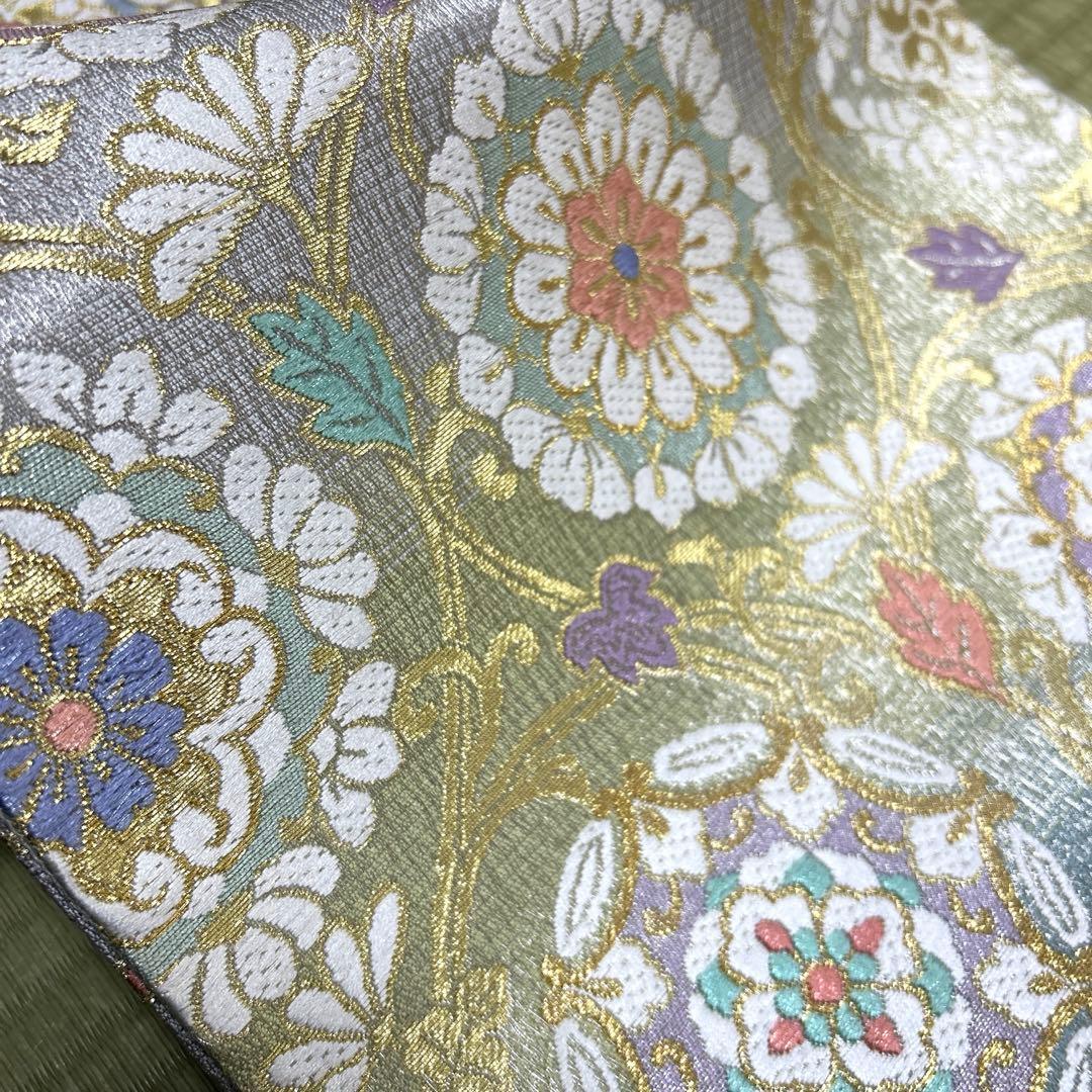 正絹　袋帯　【花紋　唐草】