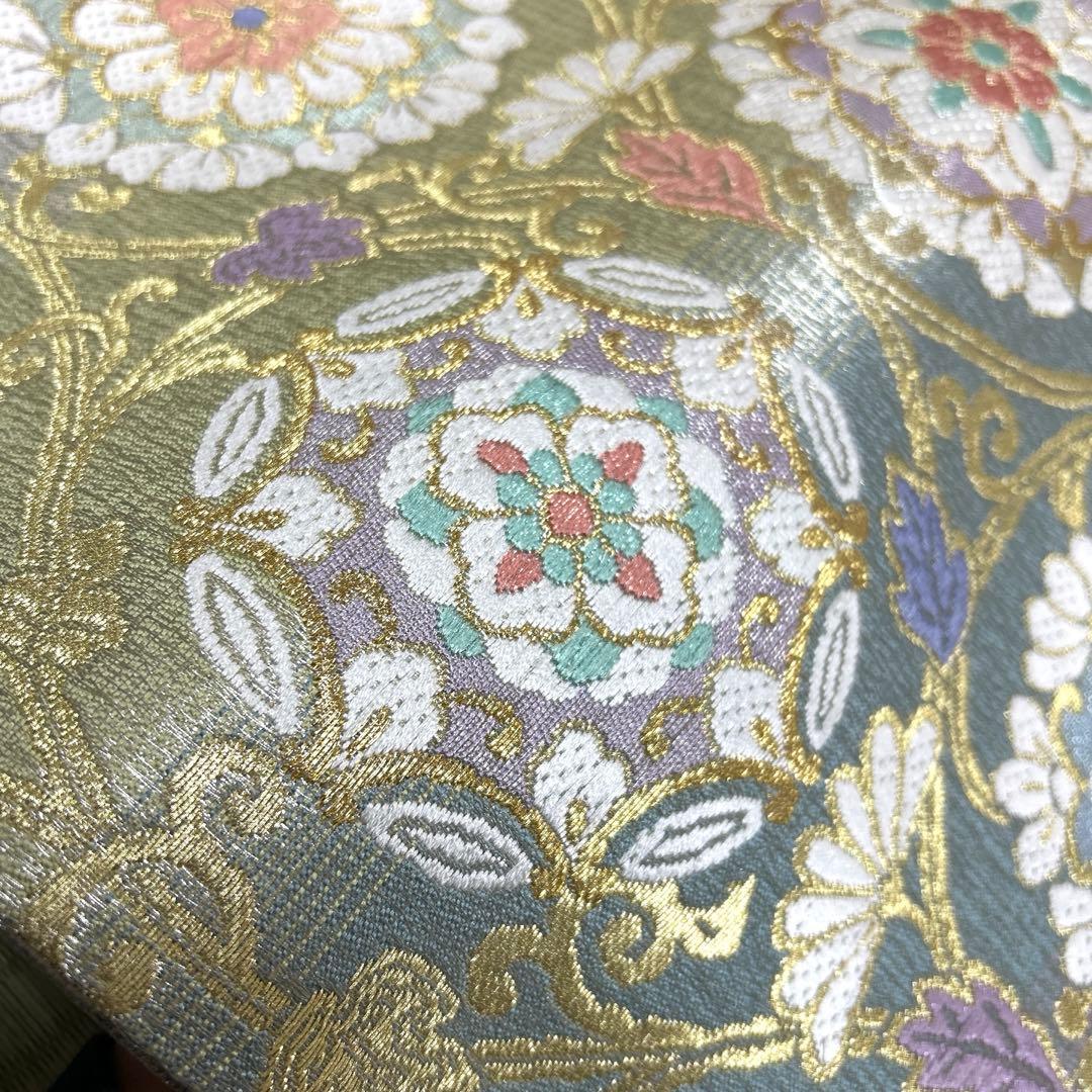 正絹　袋帯　【花紋　唐草】