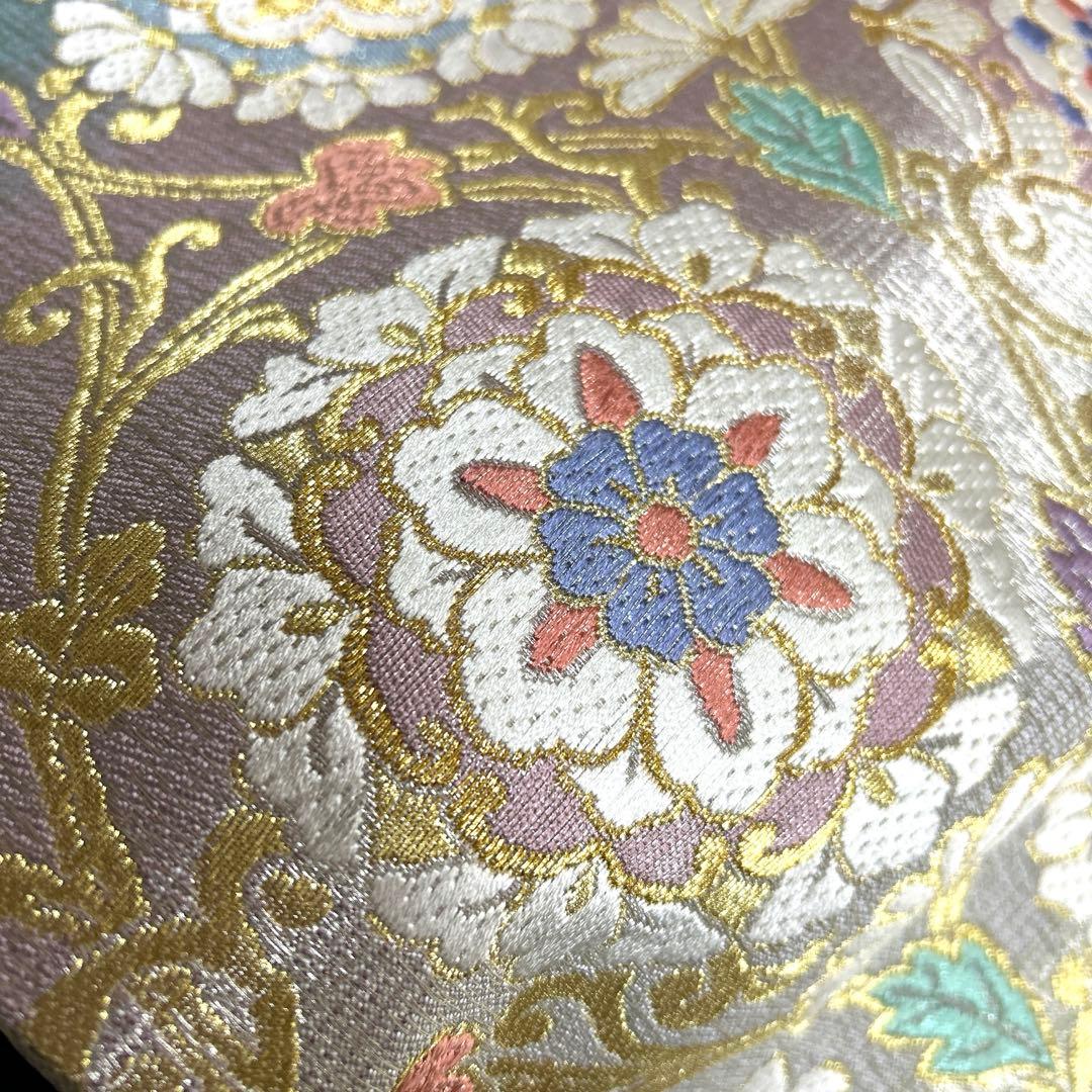 正絹　袋帯　【花紋　唐草】