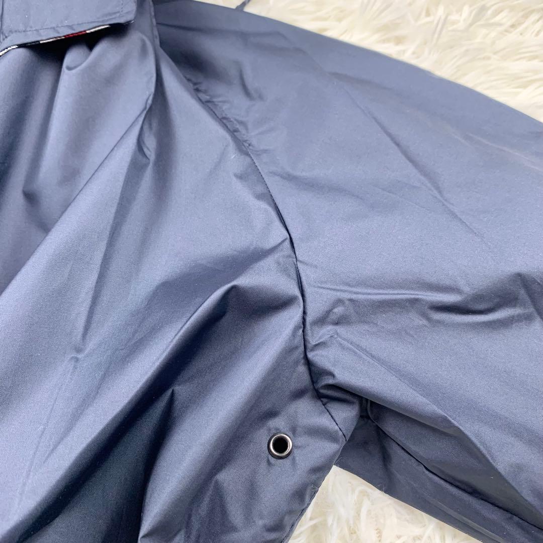 【極美品】アクアスキュータム　レインコート　比翼　ネイビー 収納袋付　チェック