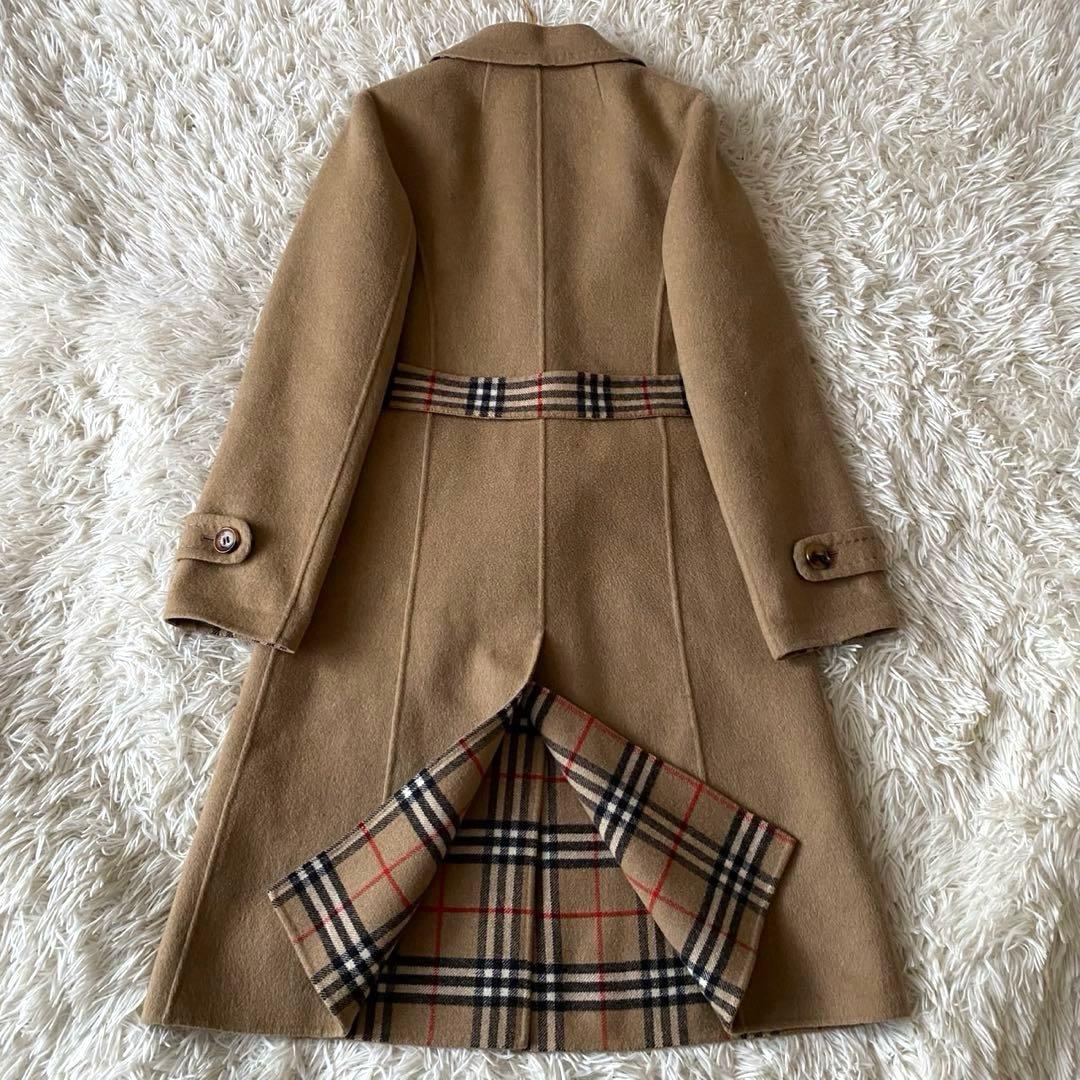 【美品✨】バーバリーロンドン カシミヤ混 ベルテッドコート ノバチェック 38