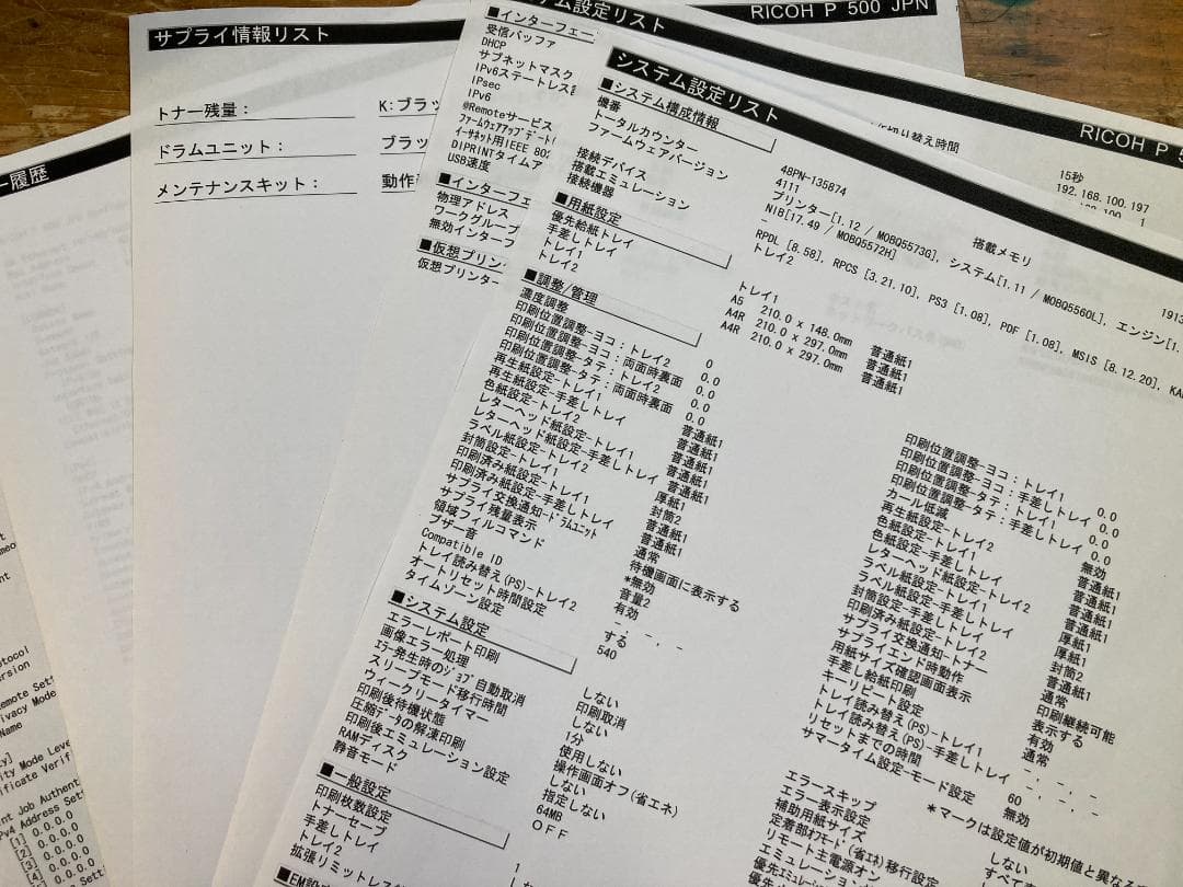 RICOH リコー A4 モノクロ レーザー プリンター P500 トナー付