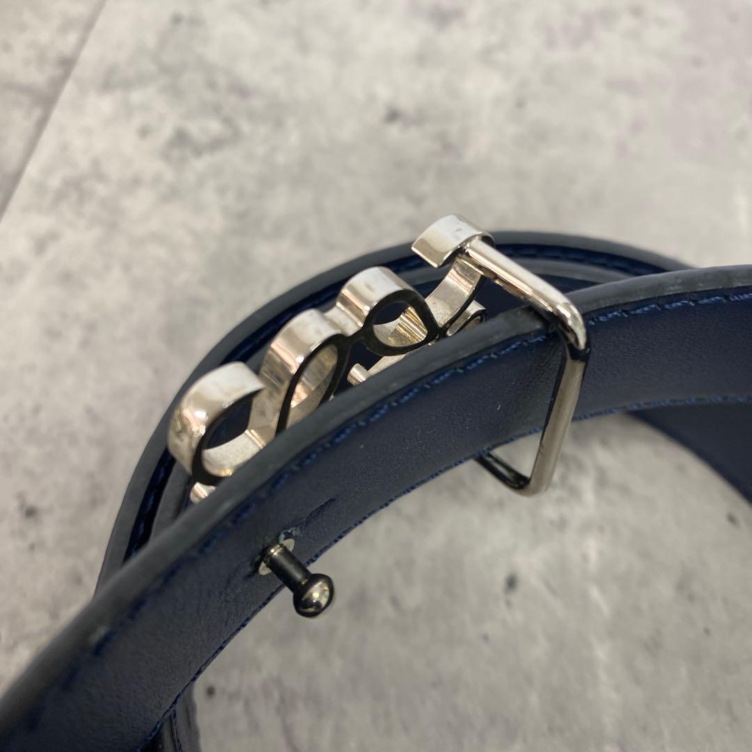 ＋ロエベ チャンキー アナグラム　リバーシブル　ベルト　ブラック×ネイビー