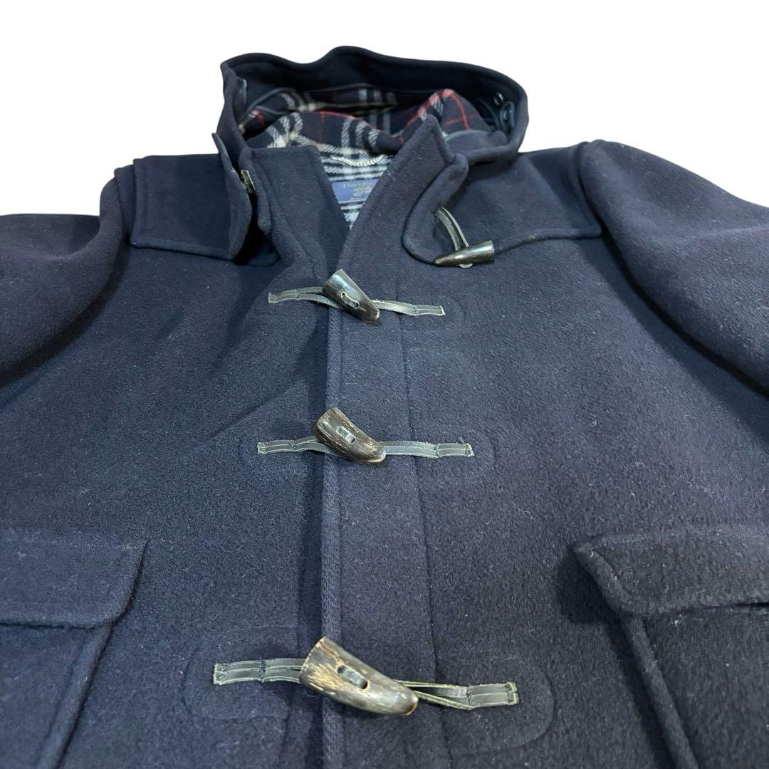 【美品】希少　3L Burberrysダッフルコート　ノバチェック　英国製　紺