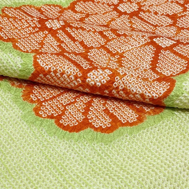 601aj59◎振袖のみ 総絞り ハーフ成人式 十三参り 菊 淡黄緑◎