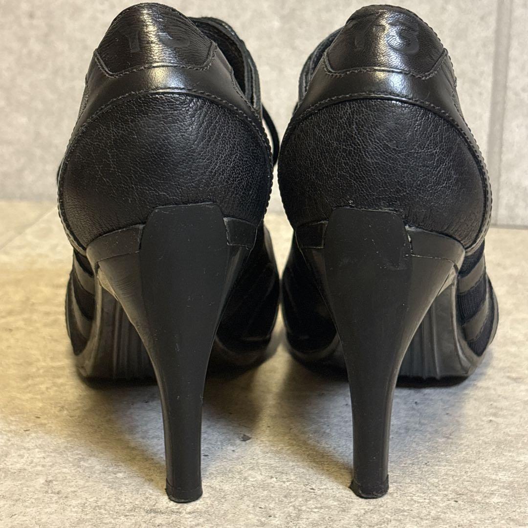 ヨウジヤマモト ハイヒールブーツ レースアップ　メッシュ レザー