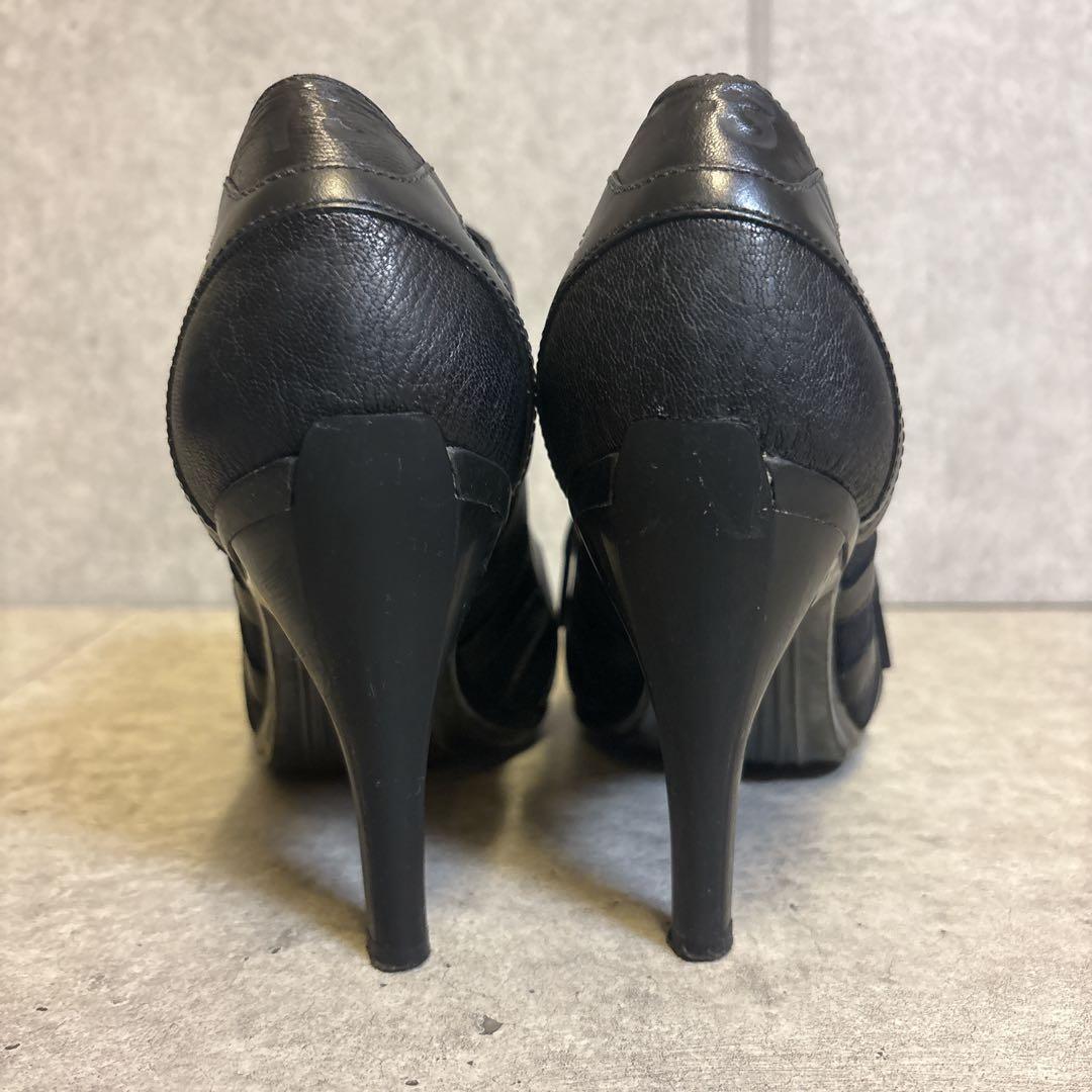 ヨウジヤマモト ハイヒールブーツ レースアップ　メッシュ レザー