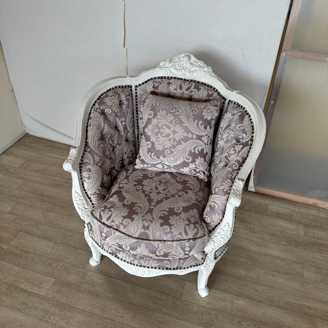 イタリア　白家具　ソファ　1人掛け　シングルソファ　クラシック