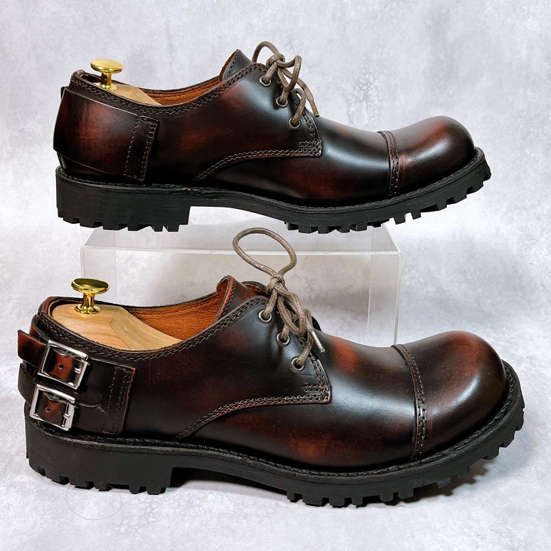 ☆美品☆【ゲッタグリップ】 レザーシューズ (8) ストレートチップ　ムラ加工