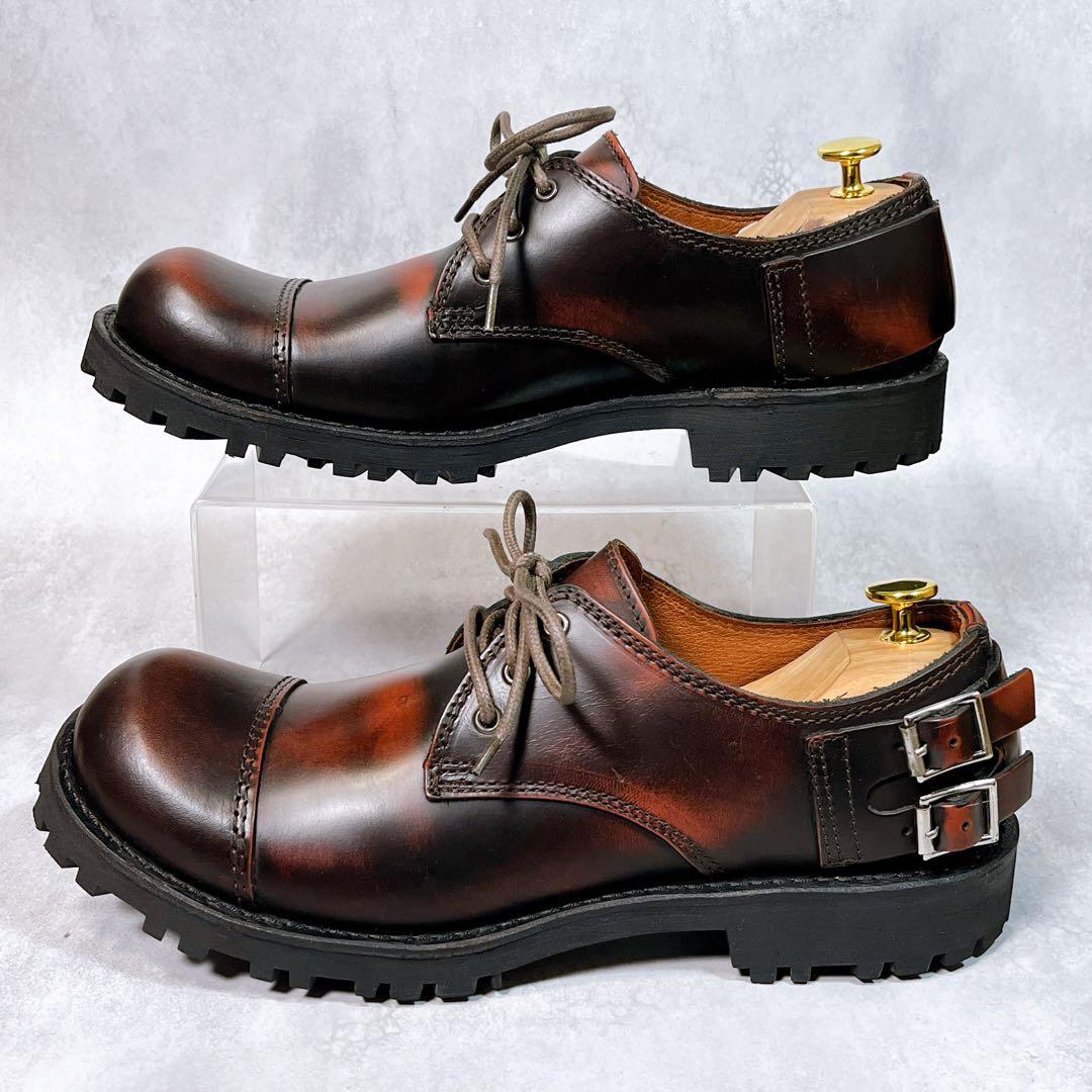 ☆美品☆【ゲッタグリップ】 レザーシューズ (8) ストレートチップ　ムラ加工