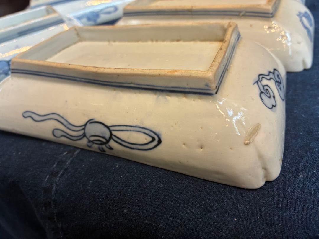 古伊万里　色絵金彩　長皿　5枚　傷無し　幕末〜明治