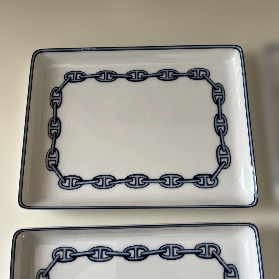 エルメス シェーヌダンクル チェーン 角皿 スクエアプレート4枚セット