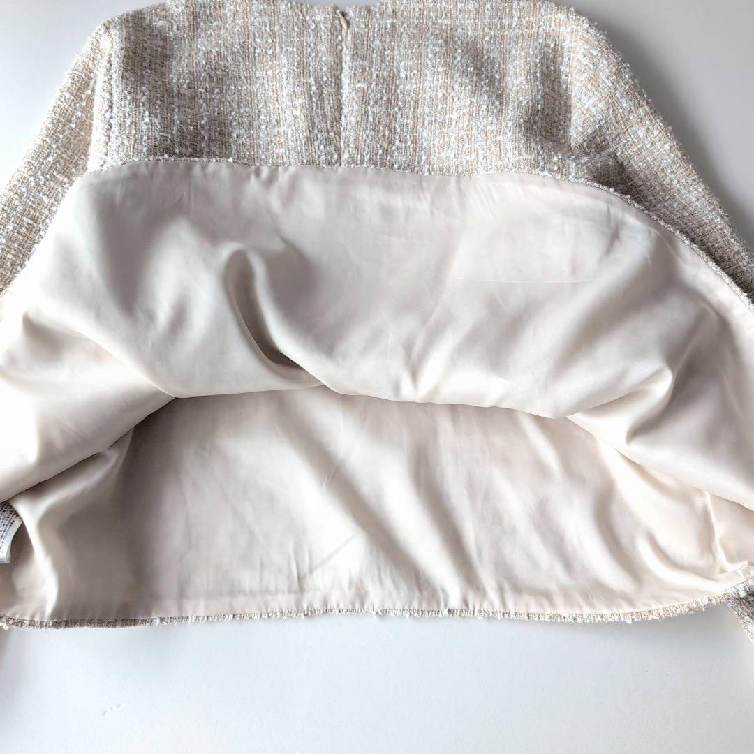 美品デミルクスビームス　バックフレア ツイードプルオーバー 40