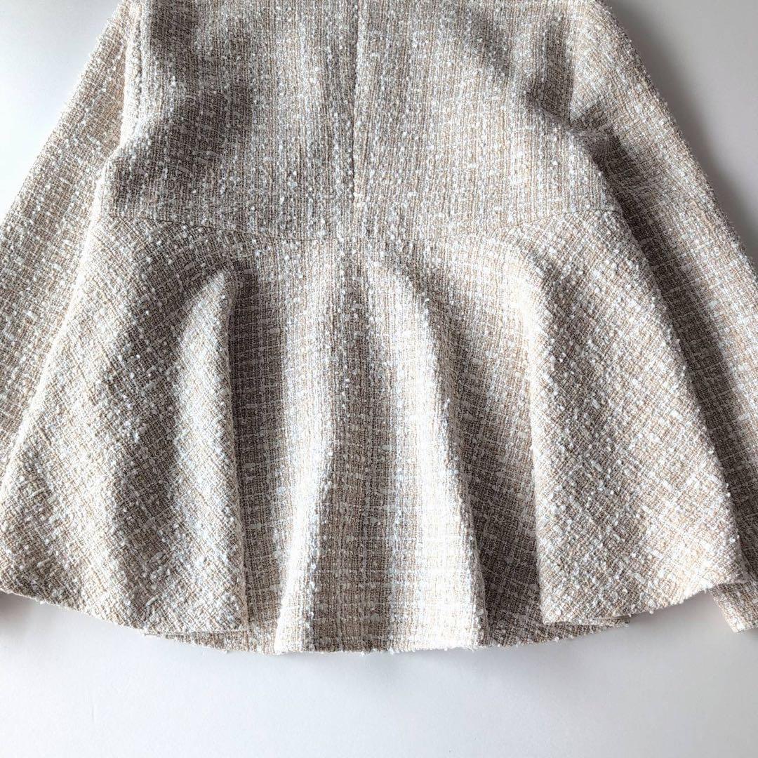 美品デミルクスビームス　バックフレア ツイードプルオーバー 40