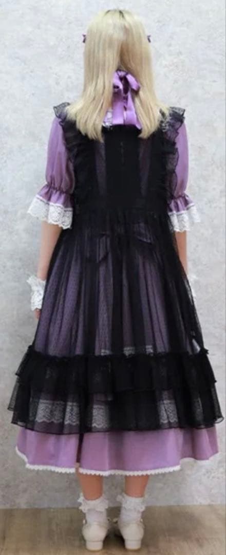 axes femme kawaiiドットチュールエプロン（クロ）