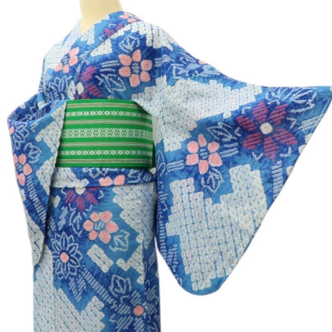 有松鳴海絞り 洗える夏着物 高級浴衣 着物 A3349