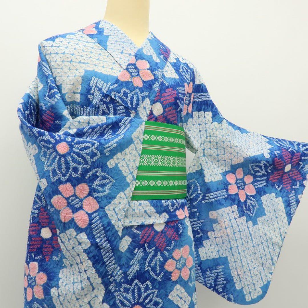 有松鳴海絞り 洗える夏着物 高級浴衣 着物 A3349