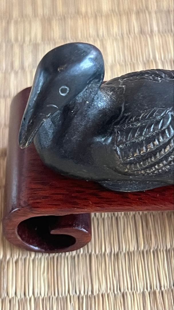 骨董晝道古銅製 水鳥鎮紙