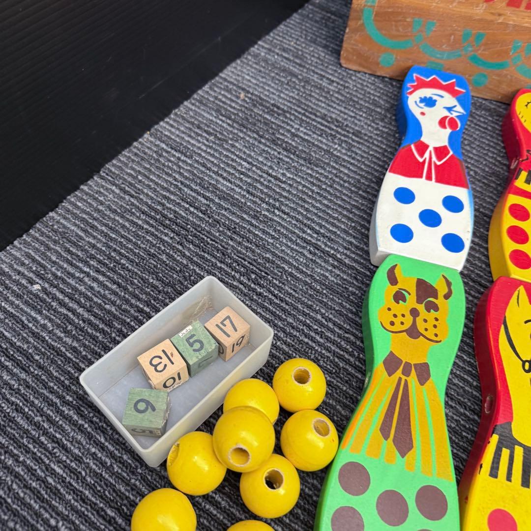 【希少】フレーベル館 組木 動物 積み木 知育玩具 木製 木箱付き 昭和レトロ