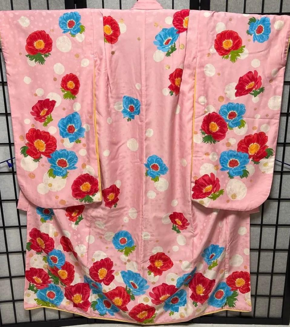 七五三　着物セット　7歳　ハーフ成人式　ブランド　ハッカキッズ　ピンク色　水色