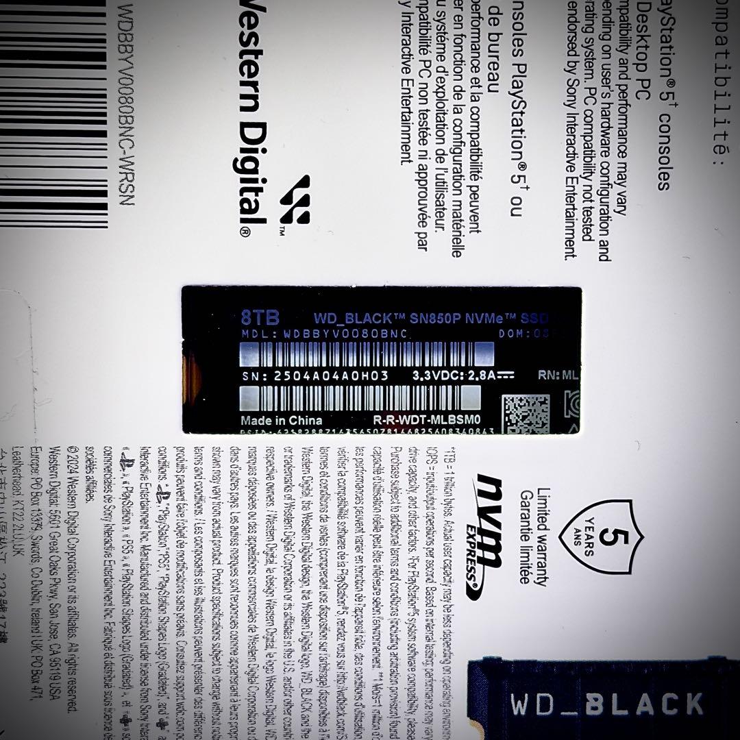 【新品】WD_BLACK SN850P 8TB NVMe SSD