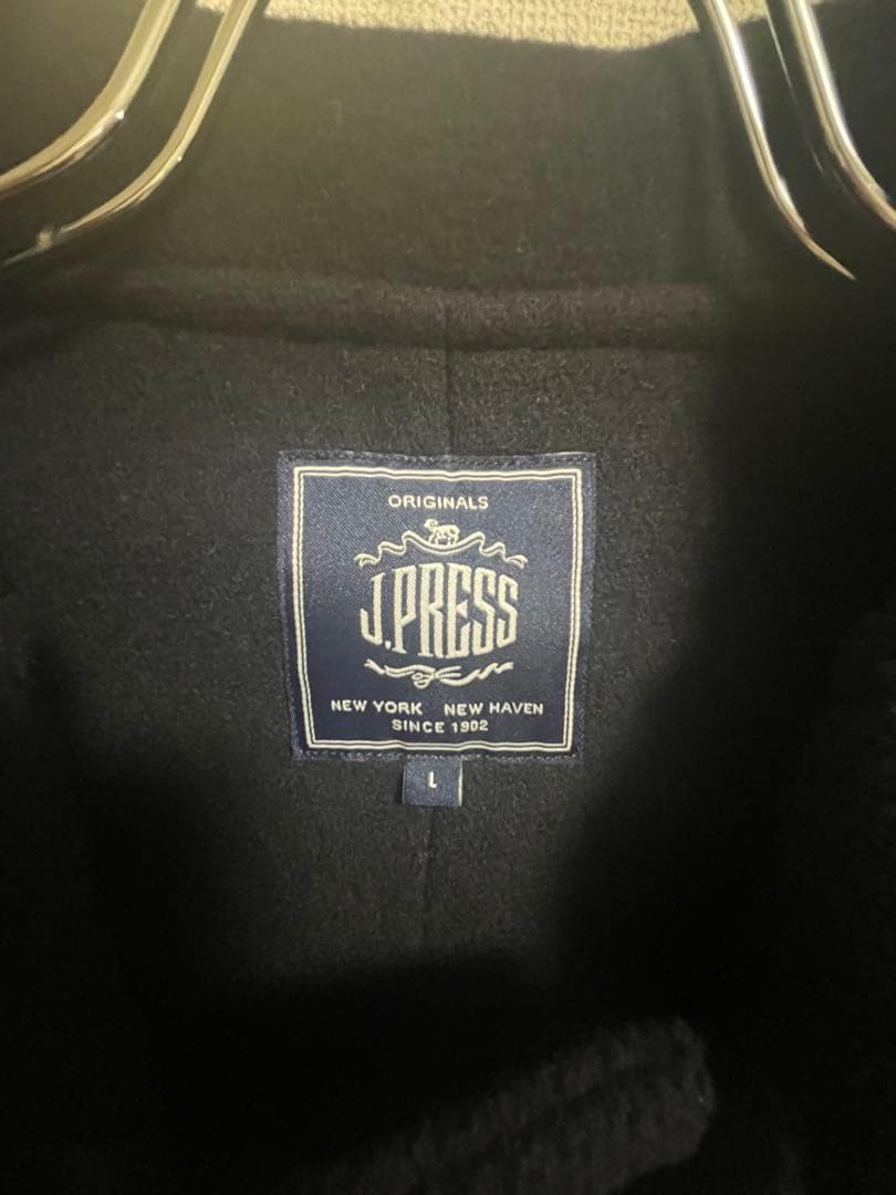 ＬサイズJ.PRESS ダッフルコート日本製 ネイビー フード付 ジェイプレス