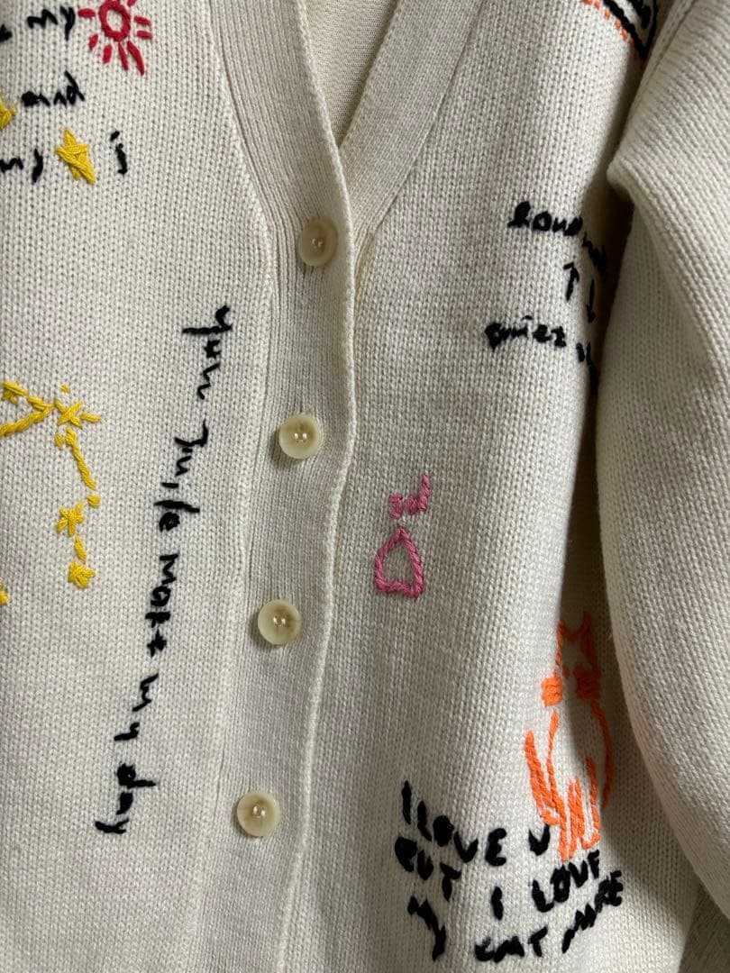 FURFUR メッセージ刺繍カーディガン IVY