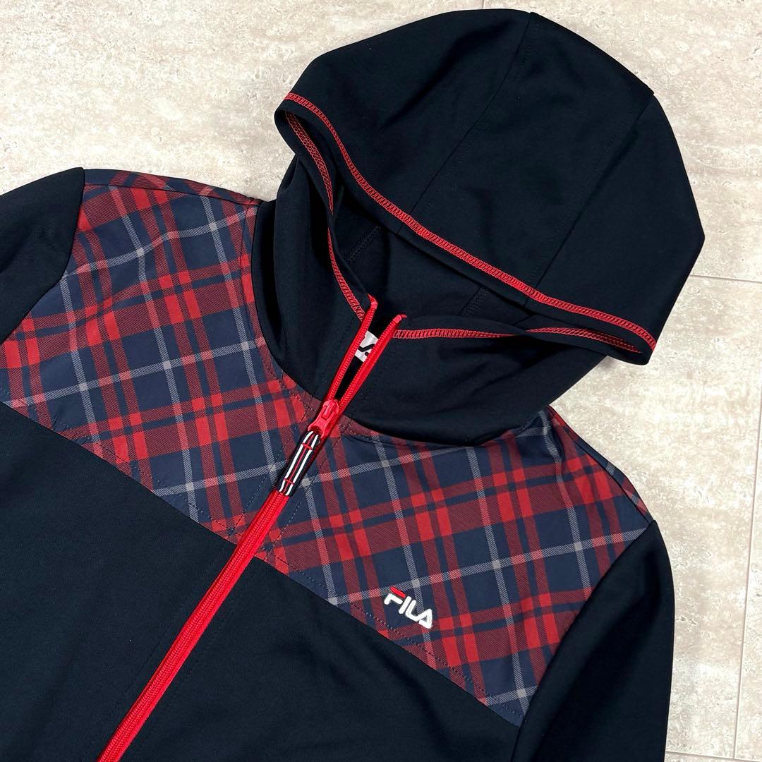 【フィラ】　ロングジャケット　フード　3Lサイズ　ネイビー　ダブルジップ