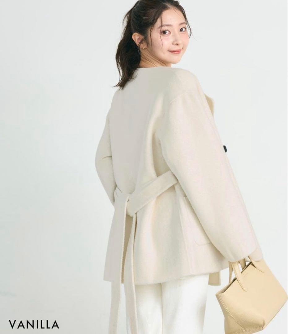 【新品未使用】ノーカラー2WAYリバーミドルコート　BASEMENTonline