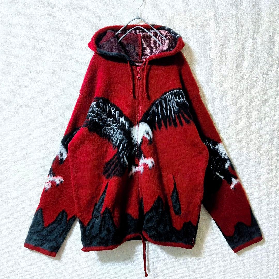 シュプリーム イーグル ニット ジップアップ フーディ パーカー XL