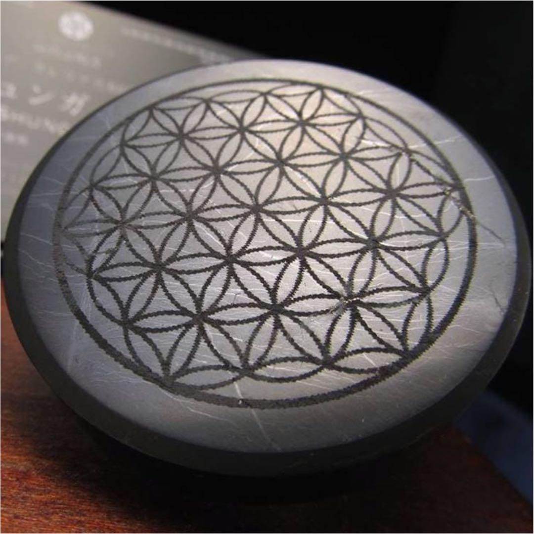 ★特選NEW★希少レア☆奇跡の石【シュンガイトフラワーオブライフプレート 】❤️