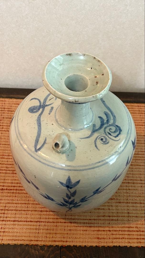 古民具　古染付　水柱　酒壺　白磁 清時代　中国美術　骨董