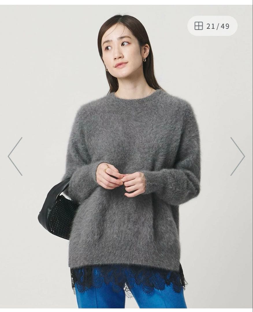 ユナイテッドアローズ　ブラウス　ネイビー　レース