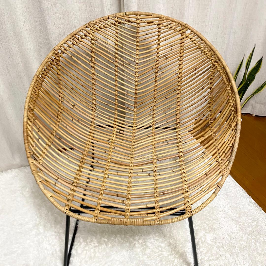 美品　フランフラン　ラタンチェア　カジュアルラウンジチェア　ナチュラル　家具