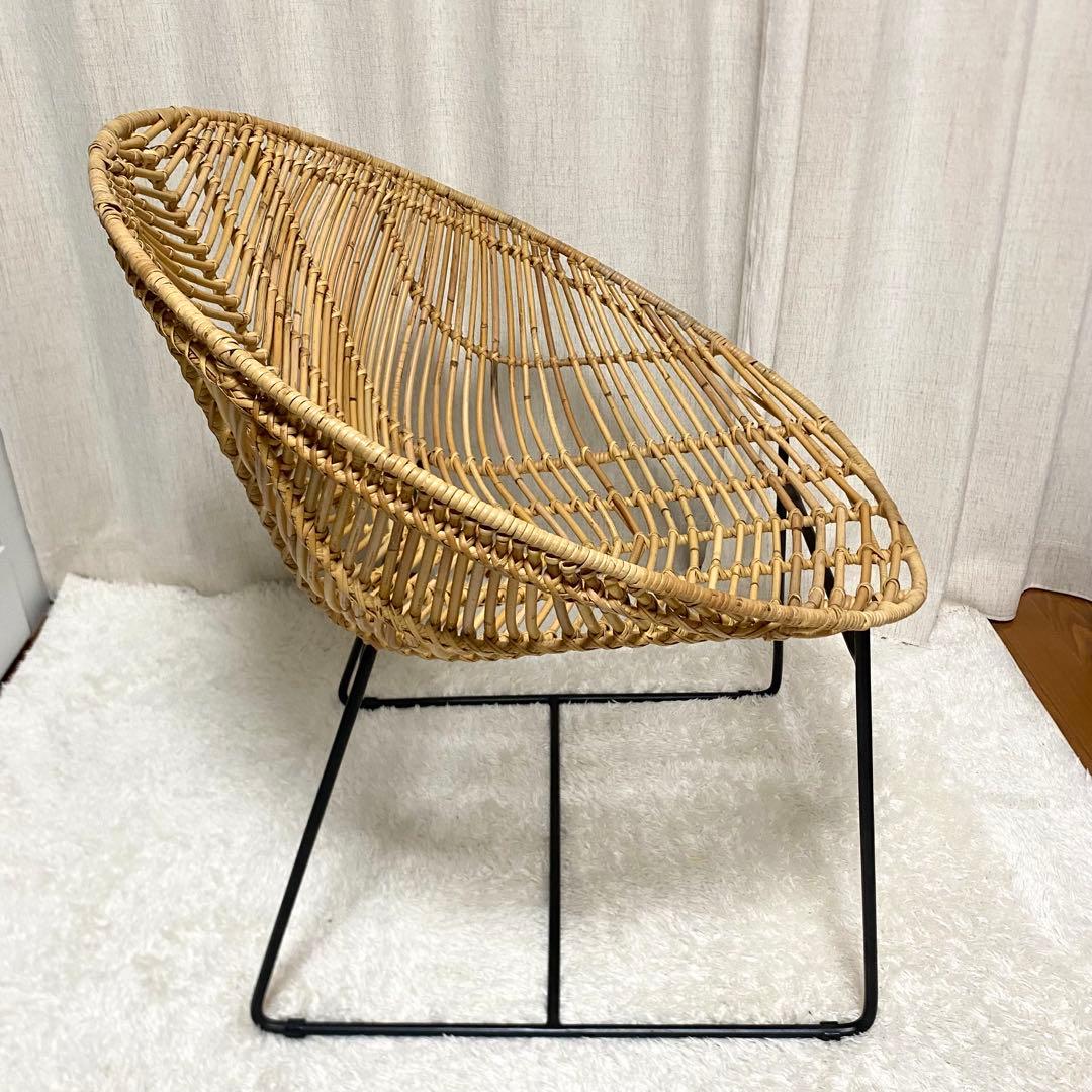 美品　フランフラン　ラタンチェア　カジュアルラウンジチェア　ナチュラル　家具