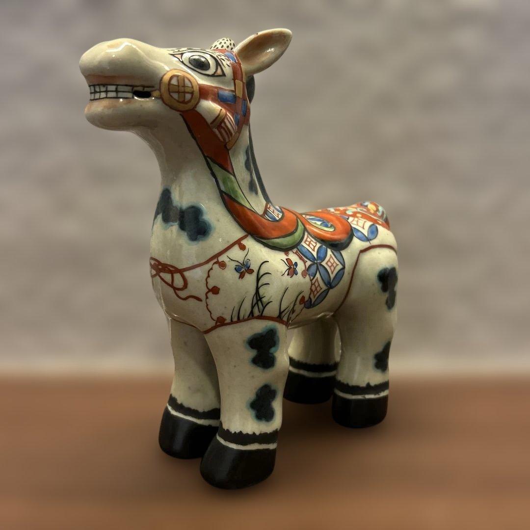 【午年に】有田焼 円左エ門窯 色絵 馬 置物 縁起物／インテリア