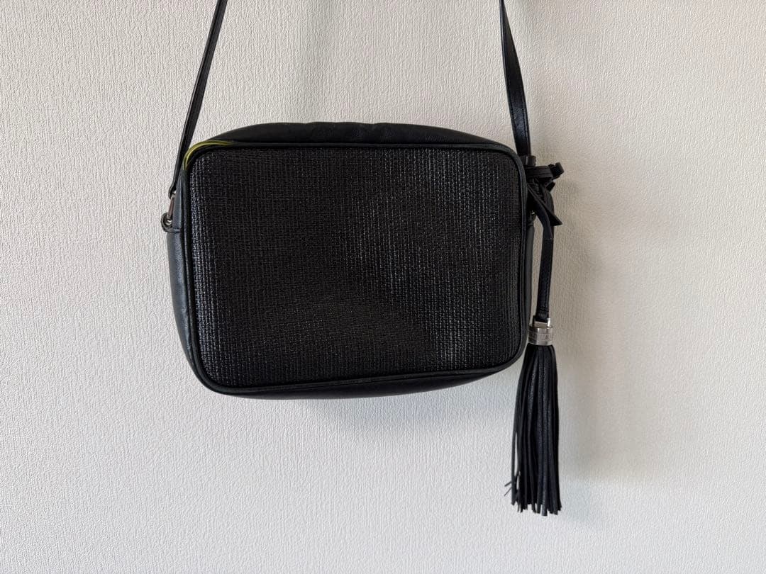 サンローラン　ショルダーバッグ　ラフィア