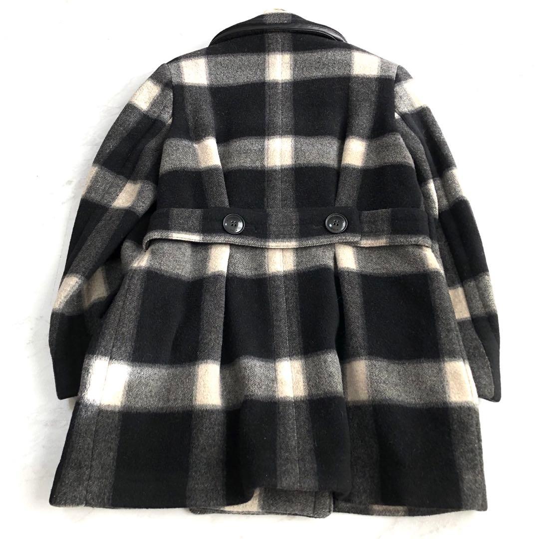 極美品✨️BURBERRY BRIT チェック ウール レザー ピーコート L
