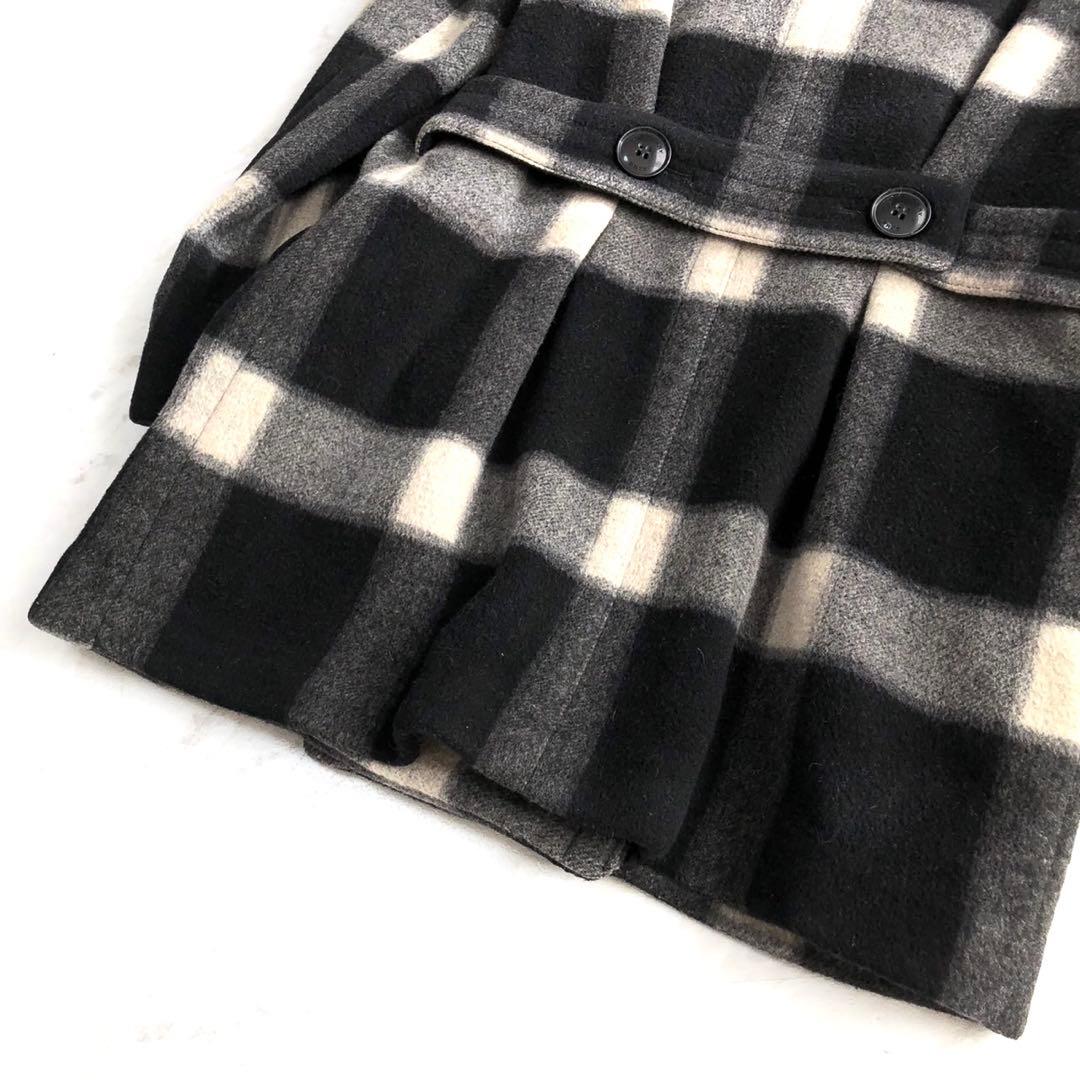 極美品✨️BURBERRY BRIT チェック ウール レザー ピーコート L