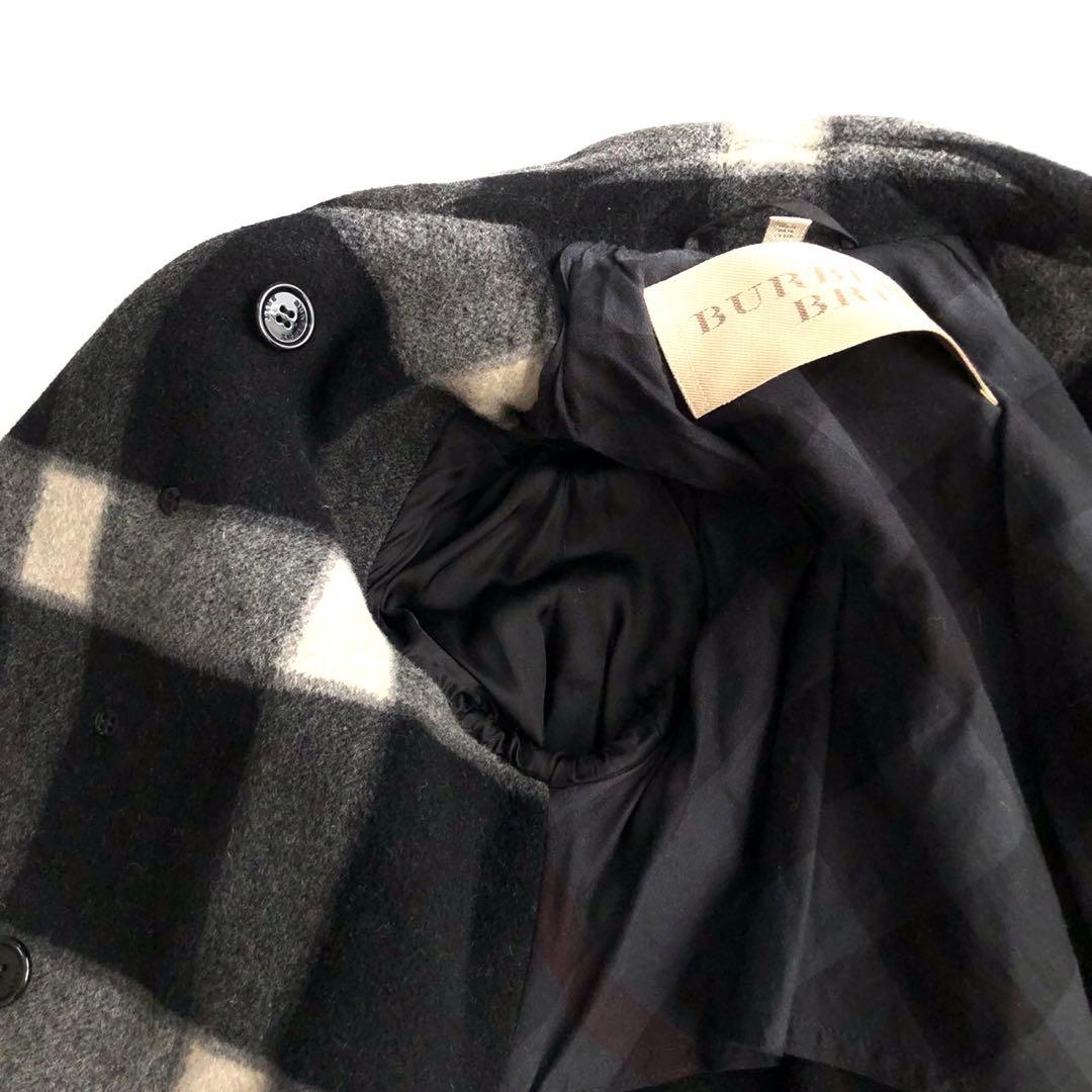 極美品✨️BURBERRY BRIT チェック ウール レザー ピーコート L